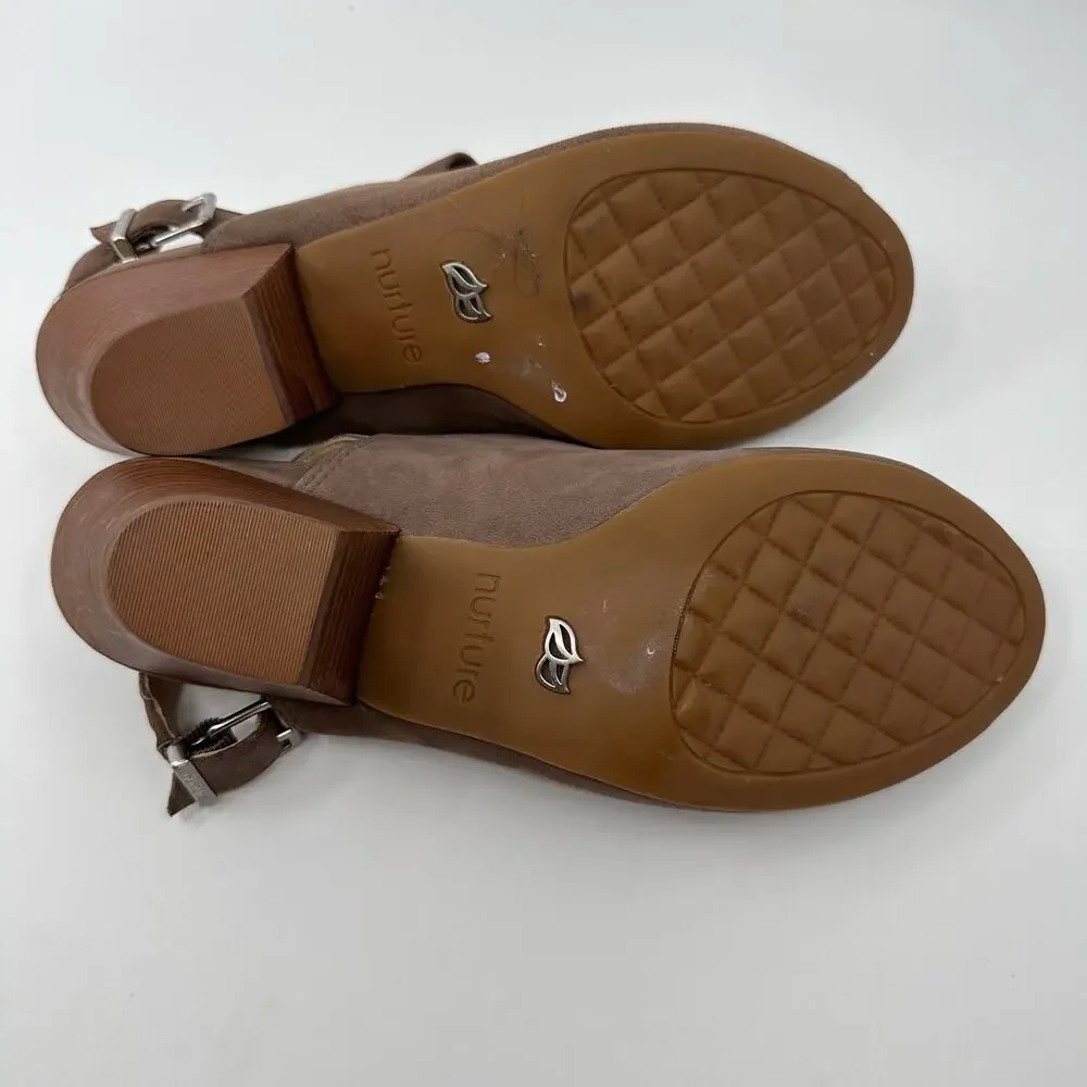 Nurture Womens Cage Front Slingback Sandals Bethel Dark Taupe Brown US 8 Buckle